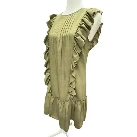 Banana Republic Khaki Green Sleeveless Sheath Ruffled Mini Dress Size XS - Picture 4 of 16